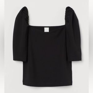 H&M Puff Sleeve Top Black Size Medium
